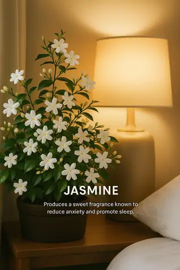 Slide 3: jasmine next to a bedside lamp