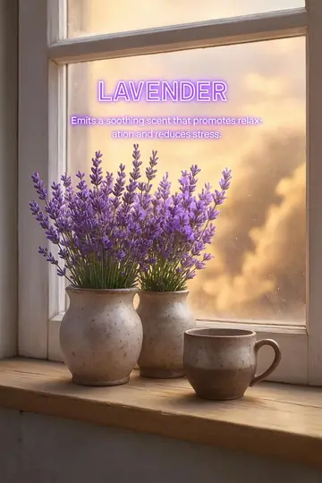 Slide 4: lavender pots on a window sill