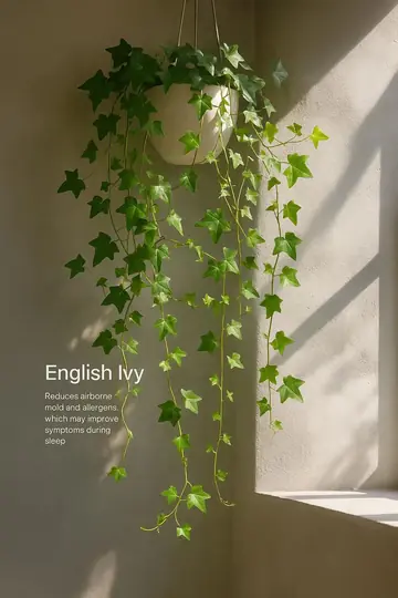Slide 5: hanging English ivy in a sunny corner