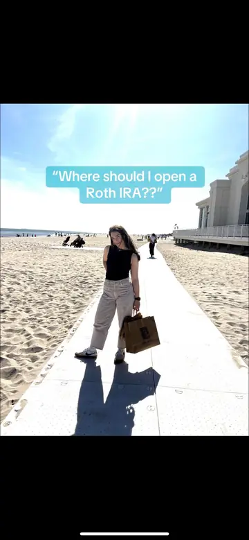 Original slide 2: her walking on a beach boardwalk, question where should I open a Roth IRA
