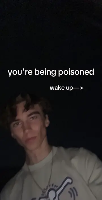 Original slide 1: a young man with the text you're being poisoned, wake up