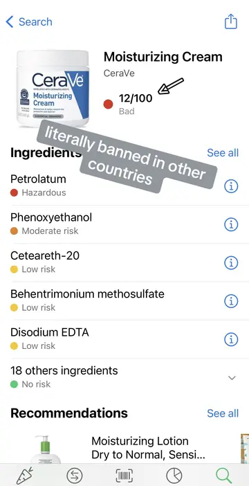 Original slide 2: a scanner app rating a moisturiser 12 out of 100