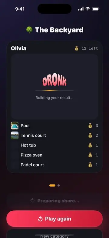 Dronk auction round result: dream backyard with pool, tennis court and hot tub