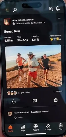 The same run log screen