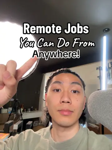 Man pointing up at a bold title about remote jobs
