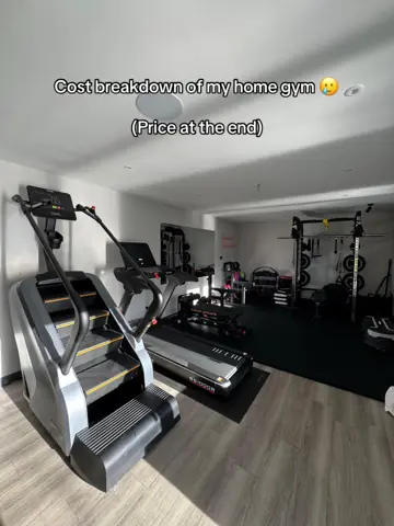 First slide: Cost breakdown of my home gym 🥲 / (Price at the end)