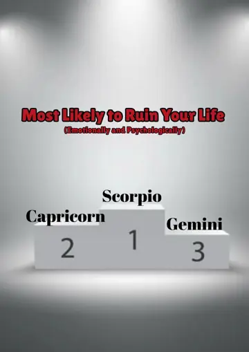 Grey podium with zodiac signs and a red title
