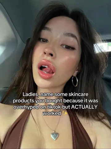 First slide: Ladies, name some skincare products you bought because it was overhyped on tiktok but ACTUALLY worked ✨