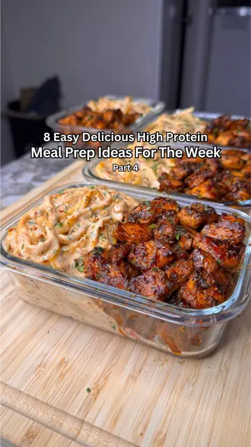 First slide: 8 Easy Delicious High Protein Meal Prep Ideas For The Week / Part 4