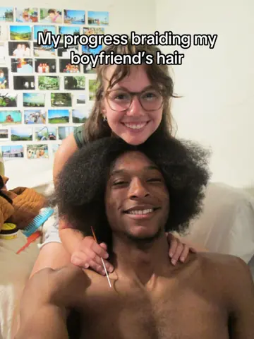 First slide: My progress braiding my boyfriend's hair