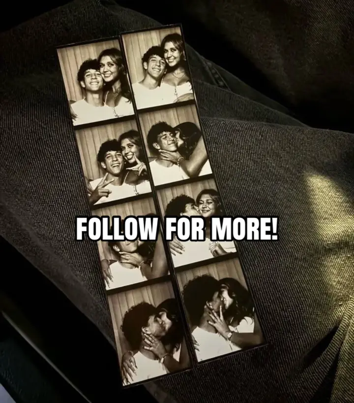 Slide 8: photo booth strips of a kissing couple with the text follow for more