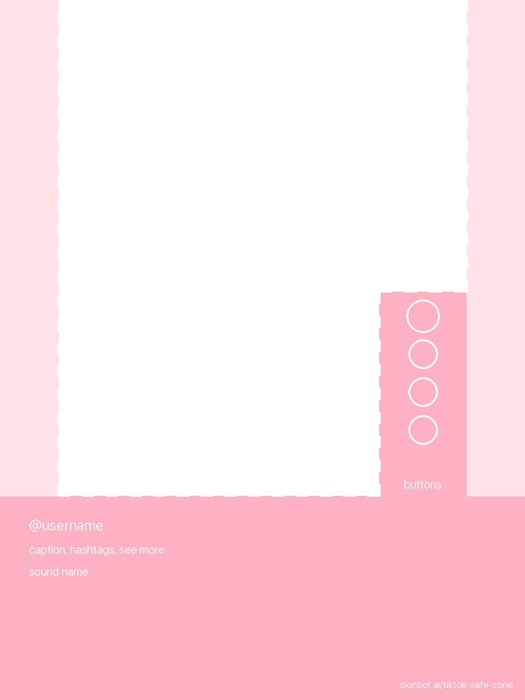 TikTok 3:4 photo slide safe zone template, 1080 by 1440, clear at the top and shaded at the bottom 420 pixels