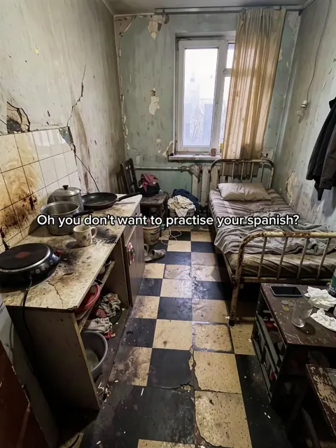 Cover: a run-down kitchen with the text oh you don't want to practise your spanish