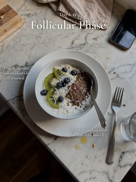 Slide 3: follicular phase bowl with kiwi, berries and seeds