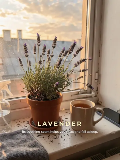 Remake slide 3: lavender on a window sill at sunset