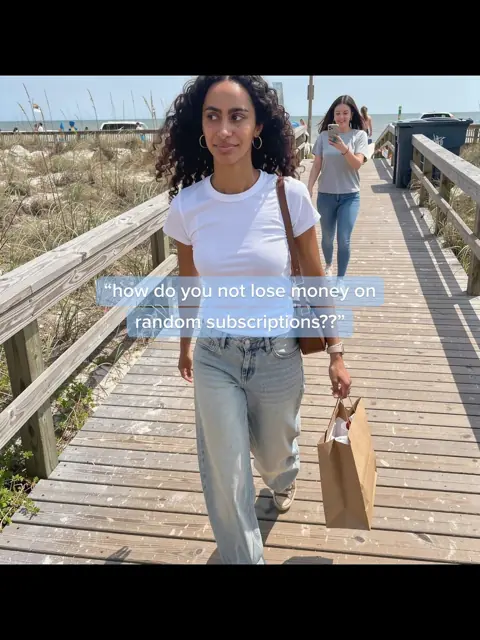 Slide 2: walking on a boardwalk with a friend, how do you not lose money on random subscriptions