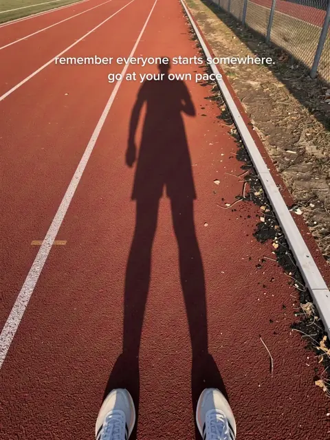 Slide 6: running shoes on a red track, text: remember everyone starts somewhere